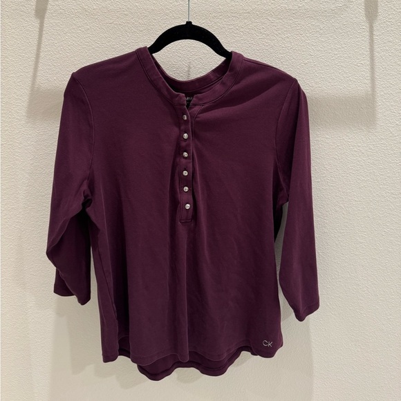 Calvin Klein Tops - Calvin Klein Women's Purple Button-Up Henley top xl